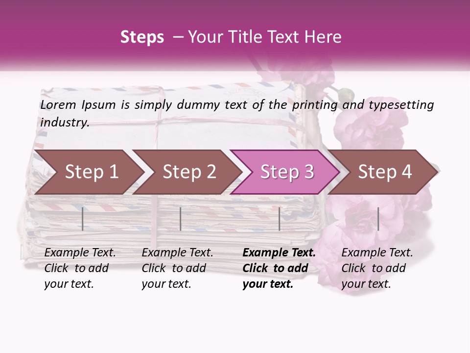 A Stack Of Envelopes With Pink Flowers On A White Background PowerPoint Template