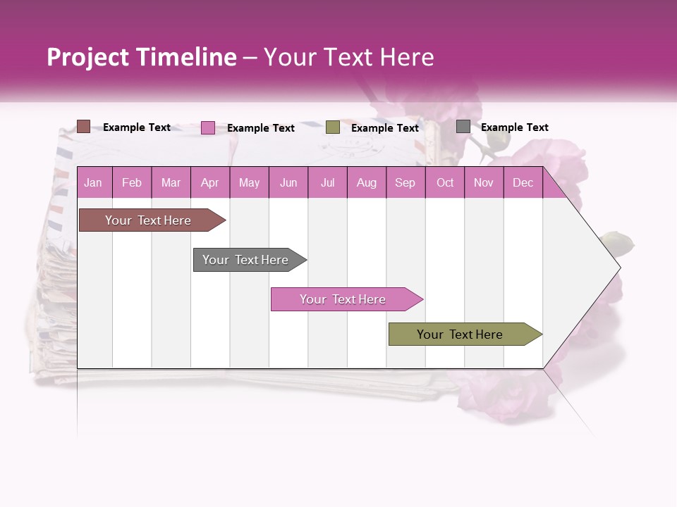A Stack Of Envelopes With Pink Flowers On A White Background PowerPoint Template