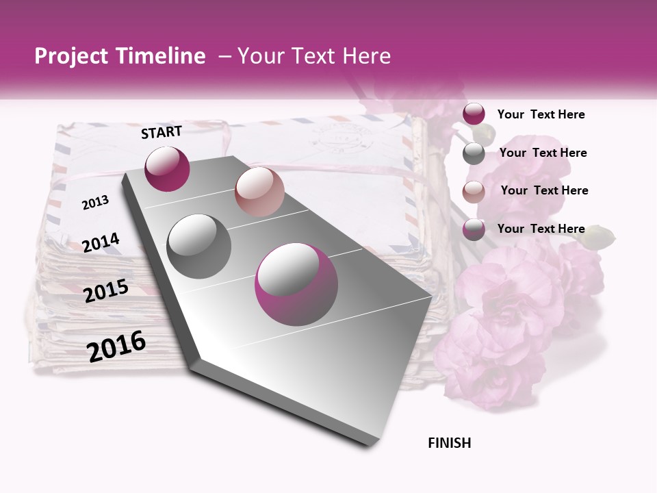 A Stack Of Envelopes With Pink Flowers On A White Background PowerPoint Template