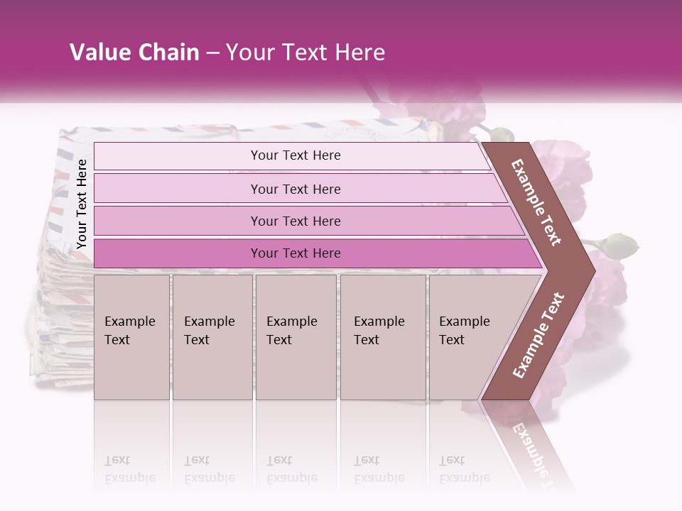 A Stack Of Envelopes With Pink Flowers On A White Background PowerPoint Template