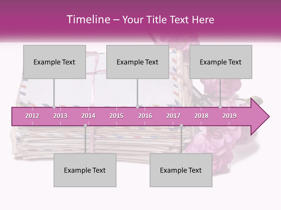 A Stack Of Envelopes With Pink Flowers On A White Background PowerPoint Template