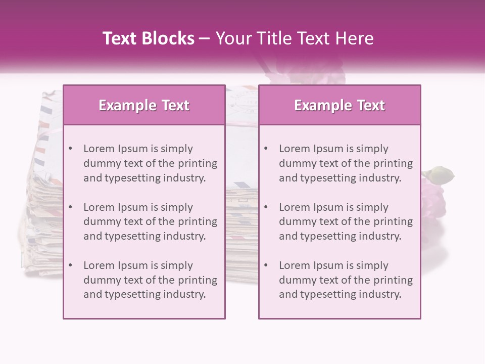 A Stack Of Envelopes With Pink Flowers On A White Background PowerPoint Template