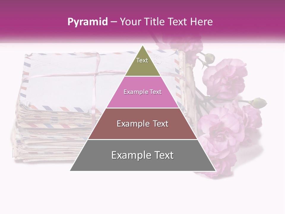 A Stack Of Envelopes With Pink Flowers On A White Background PowerPoint Template