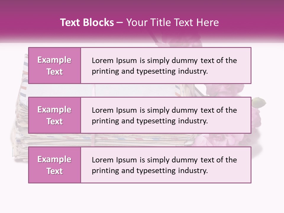 A Stack Of Envelopes With Pink Flowers On A White Background PowerPoint Template