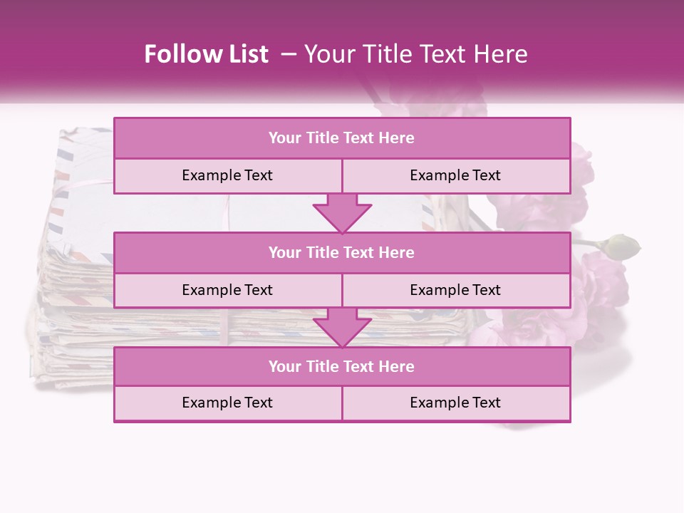 A Stack Of Envelopes With Pink Flowers On A White Background PowerPoint Template