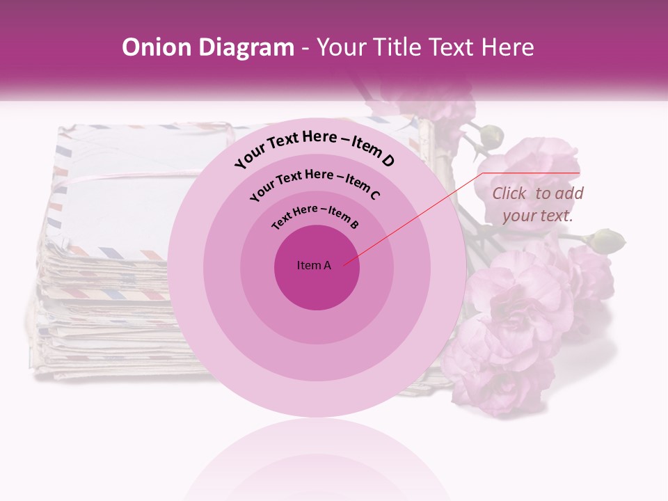 A Stack Of Envelopes With Pink Flowers On A White Background PowerPoint Template