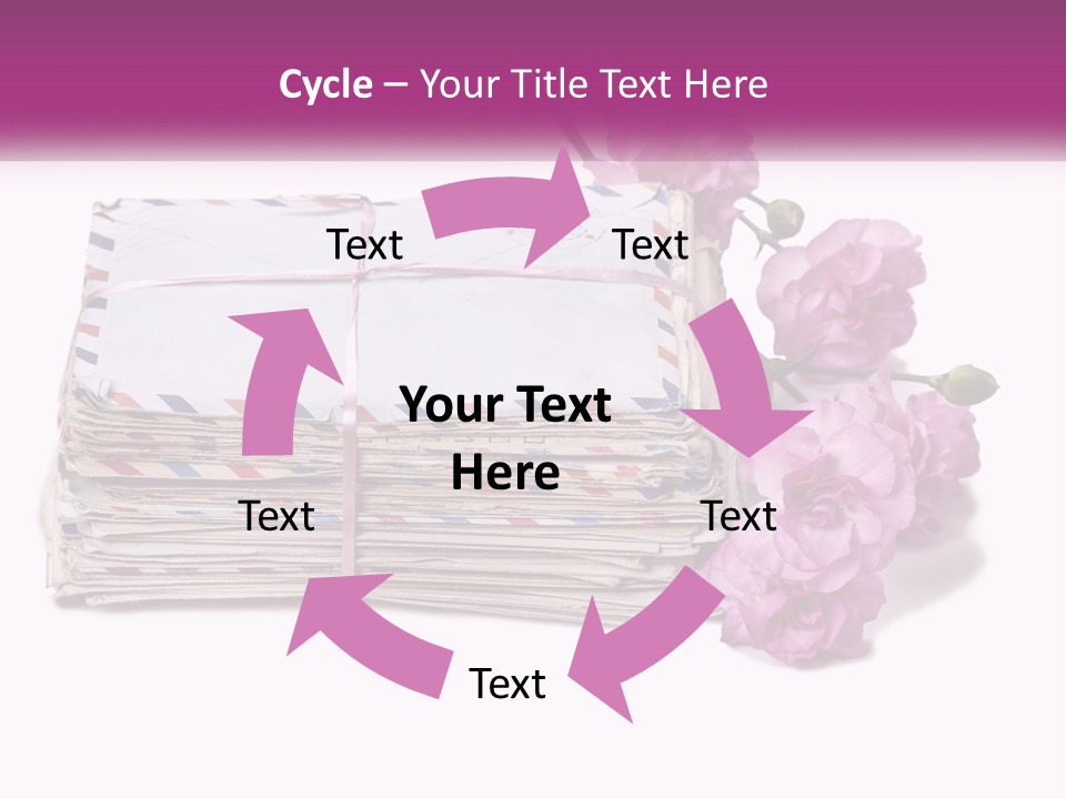 A Stack Of Envelopes With Pink Flowers On A White Background PowerPoint Template