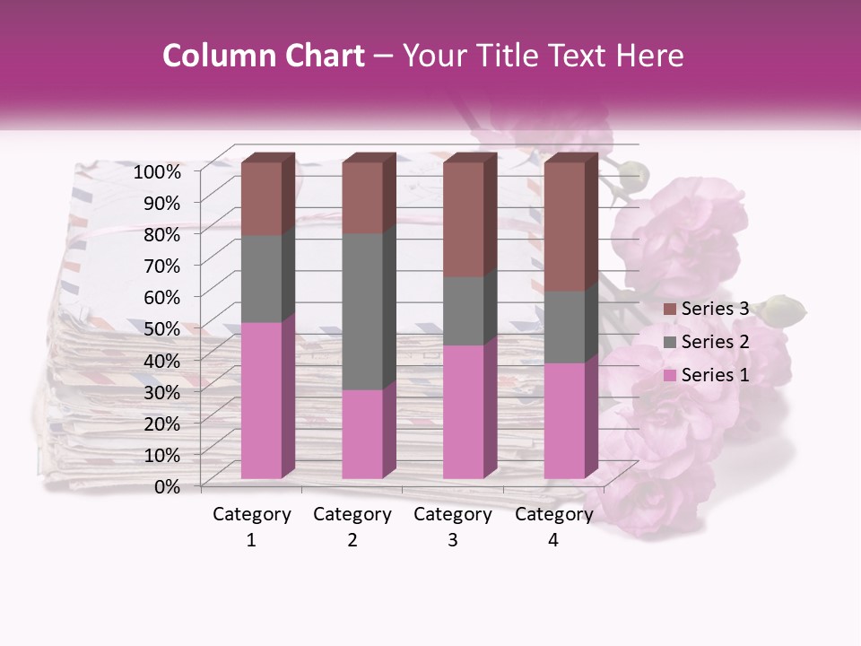 A Stack Of Envelopes With Pink Flowers On A White Background PowerPoint Template