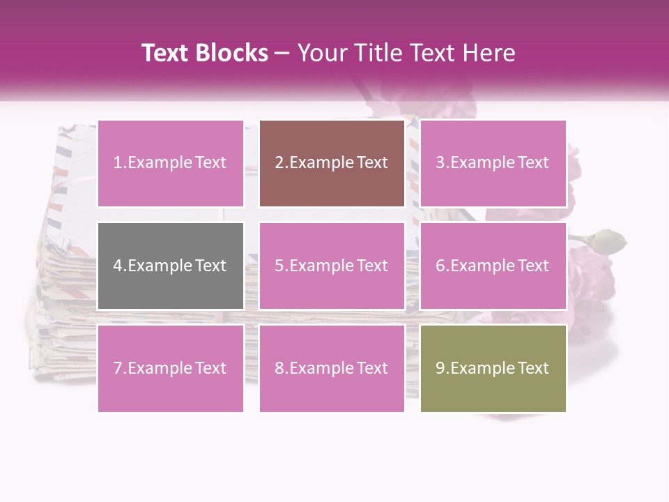 A Stack Of Envelopes With Pink Flowers On A White Background PowerPoint Template