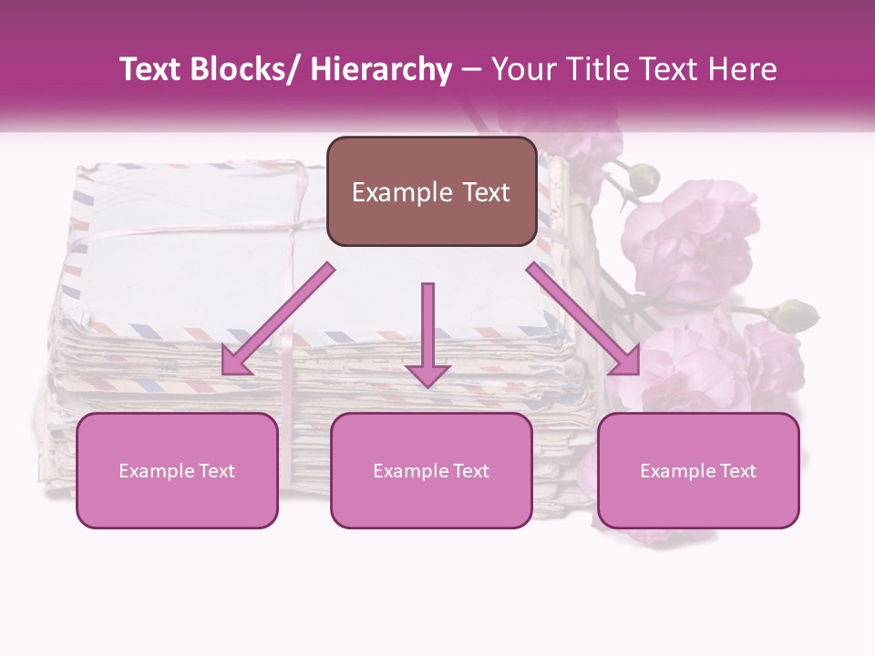 A Stack Of Envelopes With Pink Flowers On A White Background PowerPoint Template