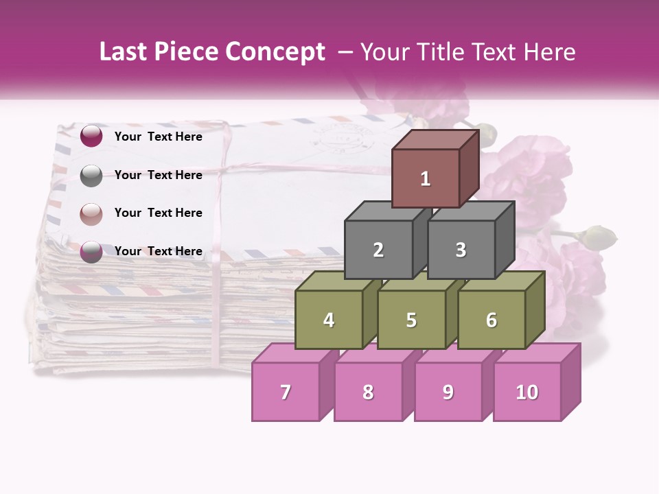 A Stack Of Envelopes With Pink Flowers On A White Background PowerPoint Template