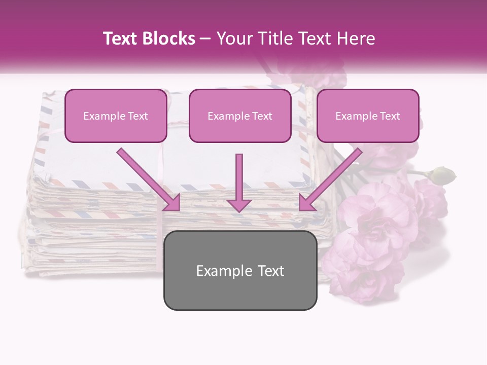 A Stack Of Envelopes With Pink Flowers On A White Background PowerPoint Template