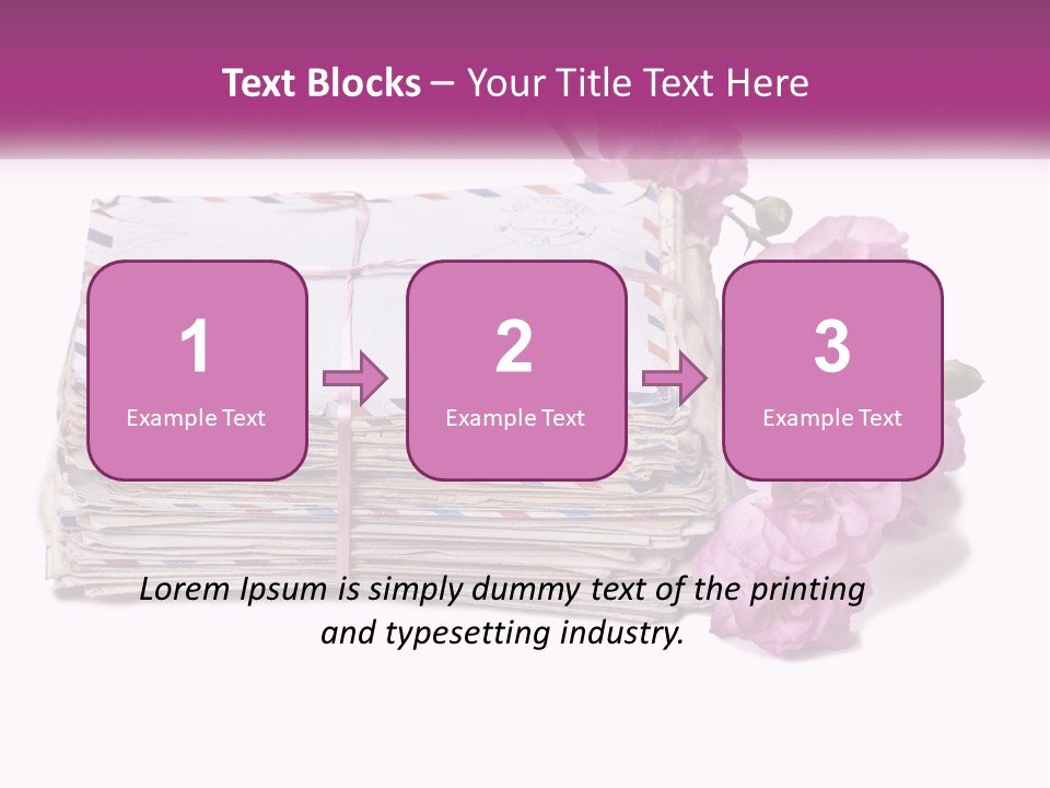 A Stack Of Envelopes With Pink Flowers On A White Background PowerPoint Template