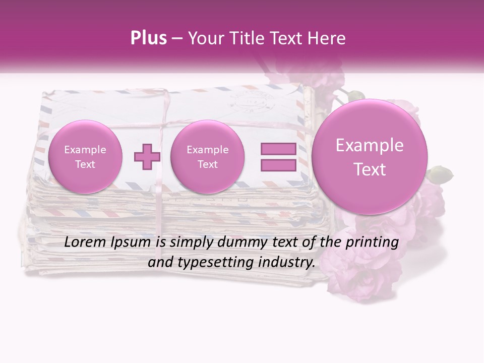A Stack Of Envelopes With Pink Flowers On A White Background PowerPoint Template