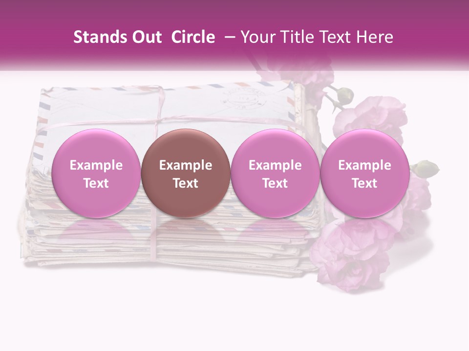 A Stack Of Envelopes With Pink Flowers On A White Background PowerPoint Template