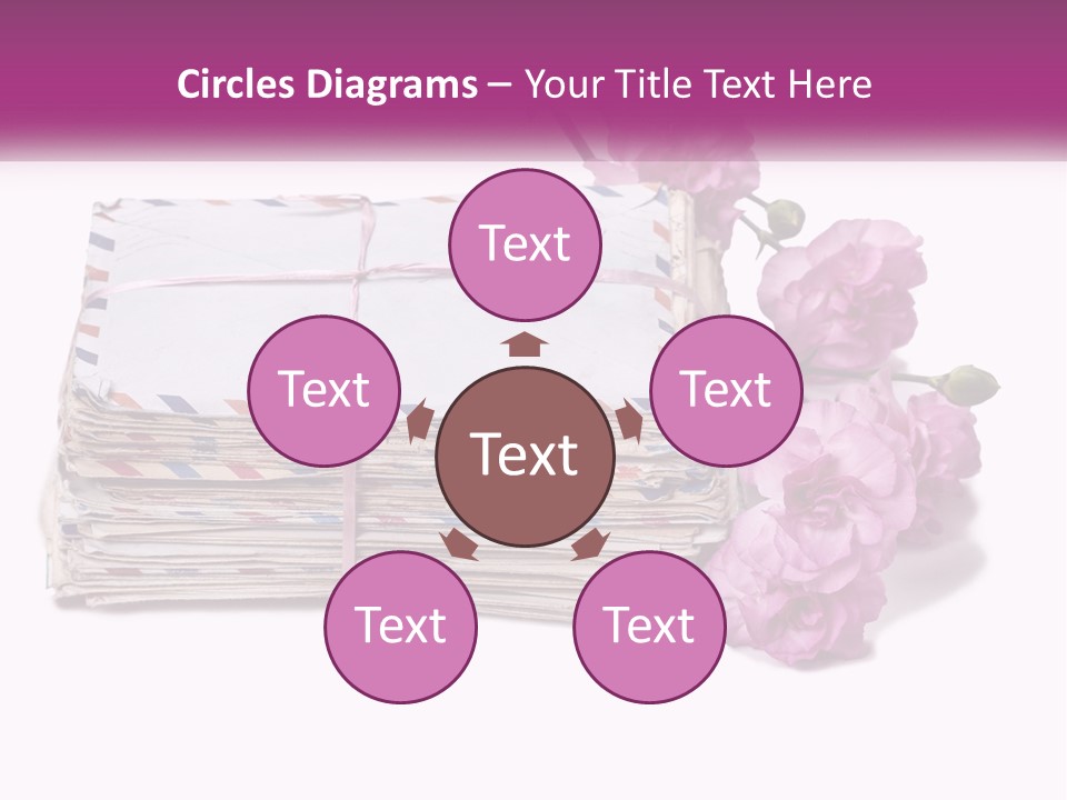 A Stack Of Envelopes With Pink Flowers On A White Background PowerPoint Template