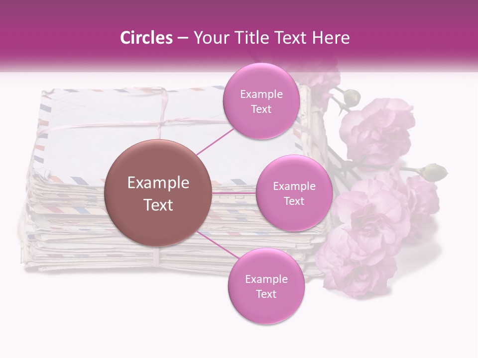 A Stack Of Envelopes With Pink Flowers On A White Background PowerPoint Template
