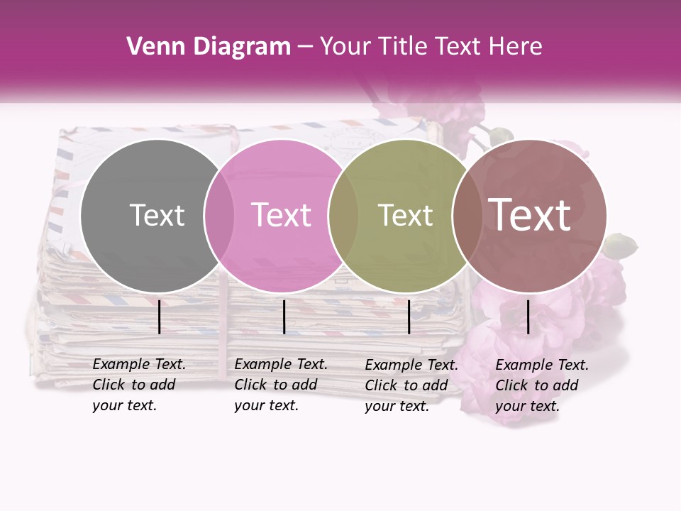 A Stack Of Envelopes With Pink Flowers On A White Background PowerPoint Template