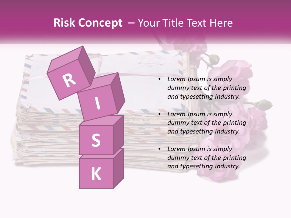 A Stack Of Envelopes With Pink Flowers On A White Background PowerPoint Template