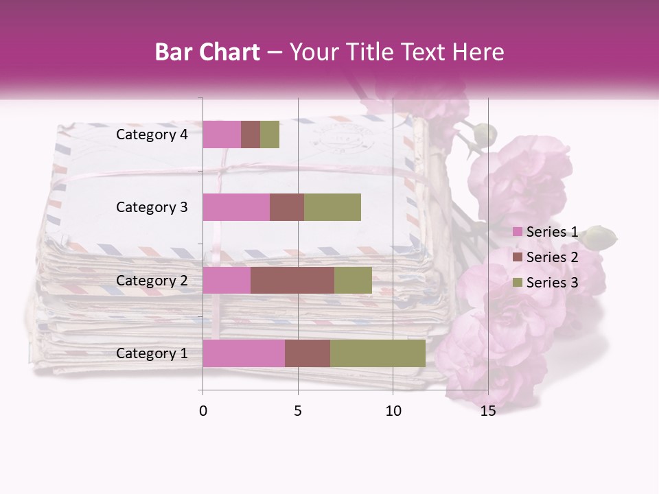 A Stack Of Envelopes With Pink Flowers On A White Background PowerPoint Template