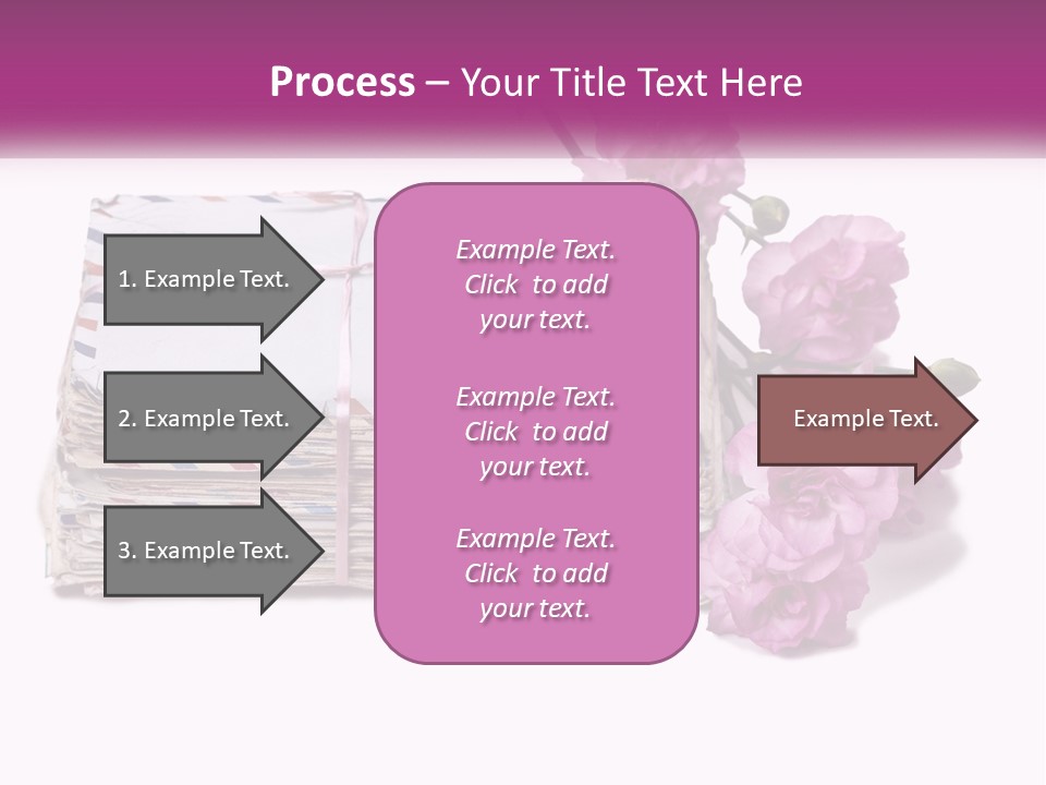 A Stack Of Envelopes With Pink Flowers On A White Background PowerPoint Template