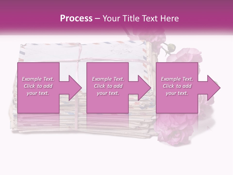 A Stack Of Envelopes With Pink Flowers On A White Background PowerPoint Template