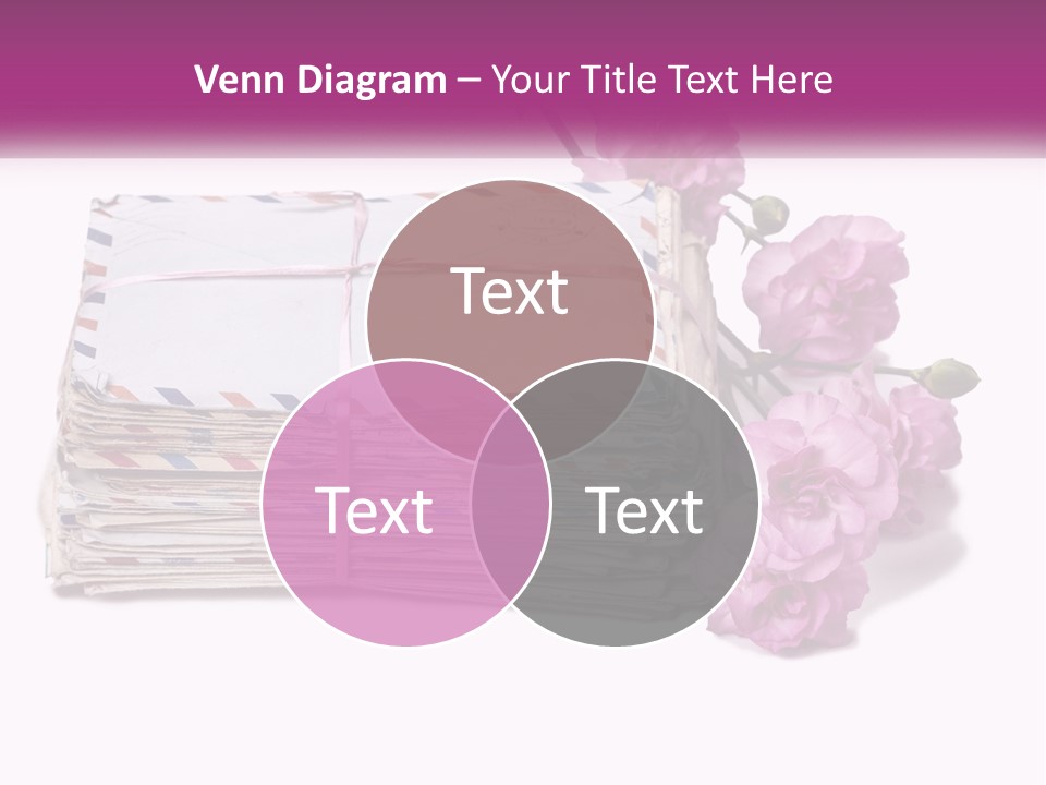A Stack Of Envelopes With Pink Flowers On A White Background PowerPoint Template