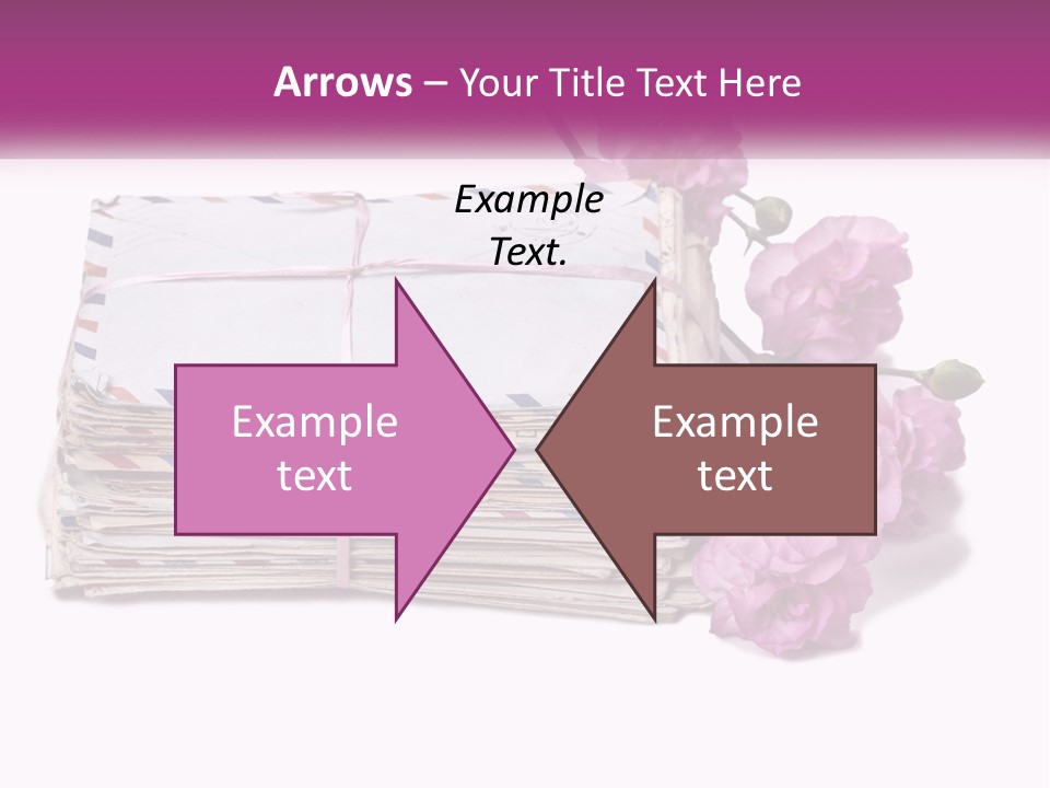 A Stack Of Envelopes With Pink Flowers On A White Background PowerPoint Template