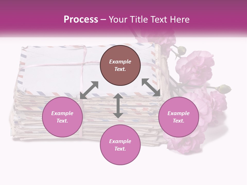 A Stack Of Envelopes With Pink Flowers On A White Background PowerPoint Template