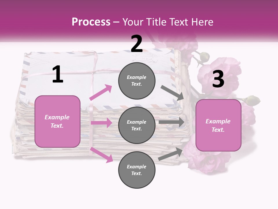 A Stack Of Envelopes With Pink Flowers On A White Background PowerPoint Template