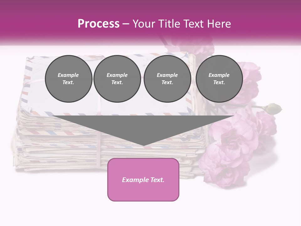 A Stack Of Envelopes With Pink Flowers On A White Background PowerPoint Template