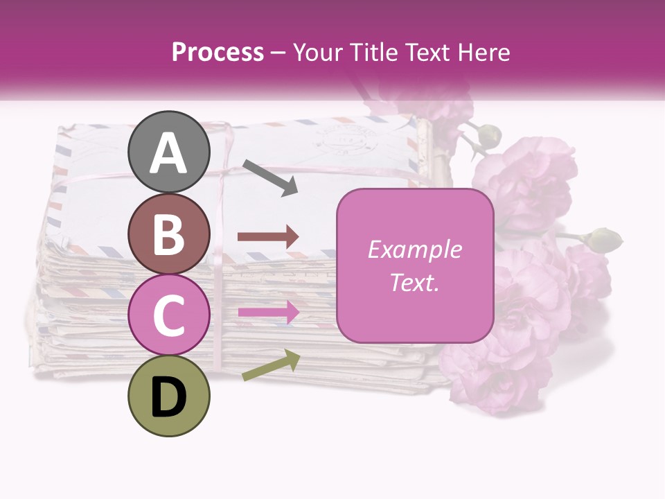A Stack Of Envelopes With Pink Flowers On A White Background PowerPoint Template