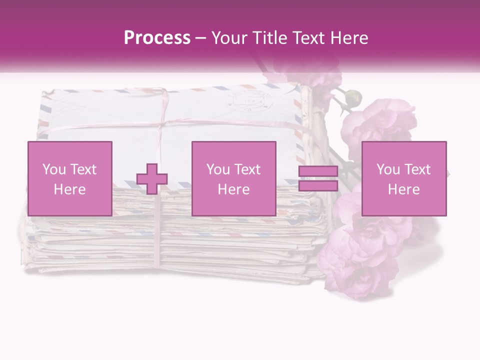 A Stack Of Envelopes With Pink Flowers On A White Background PowerPoint Template