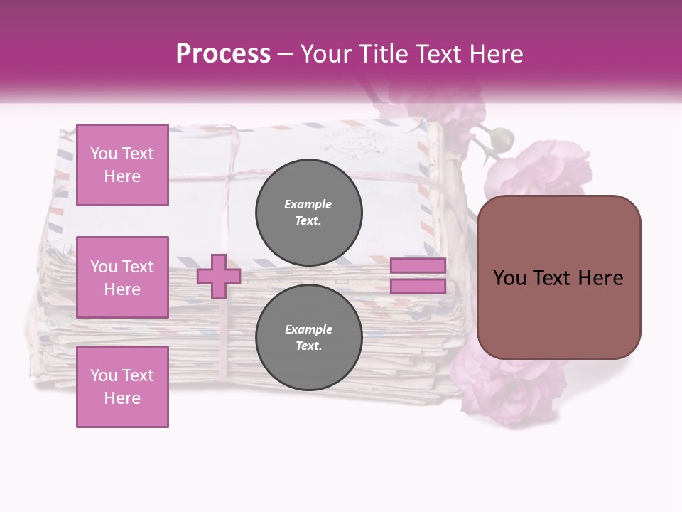 A Stack Of Envelopes With Pink Flowers On A White Background PowerPoint Template