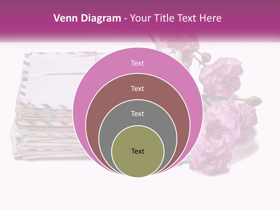 A Stack Of Envelopes With Pink Flowers On A White Background PowerPoint Template
