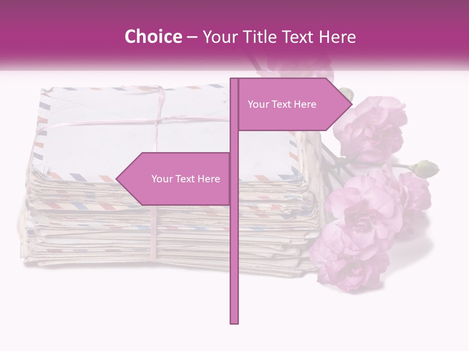 A Stack Of Envelopes With Pink Flowers On A White Background PowerPoint Template