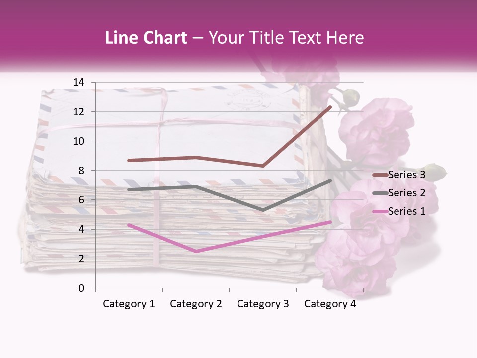 A Stack Of Envelopes With Pink Flowers On A White Background PowerPoint Template