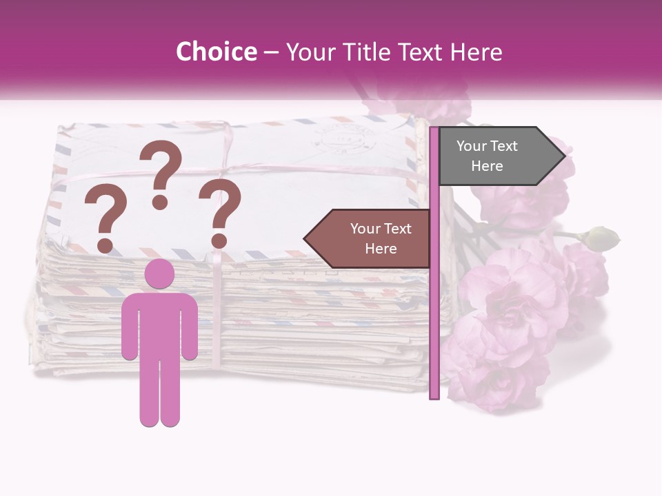 A Stack Of Envelopes With Pink Flowers On A White Background PowerPoint Template
