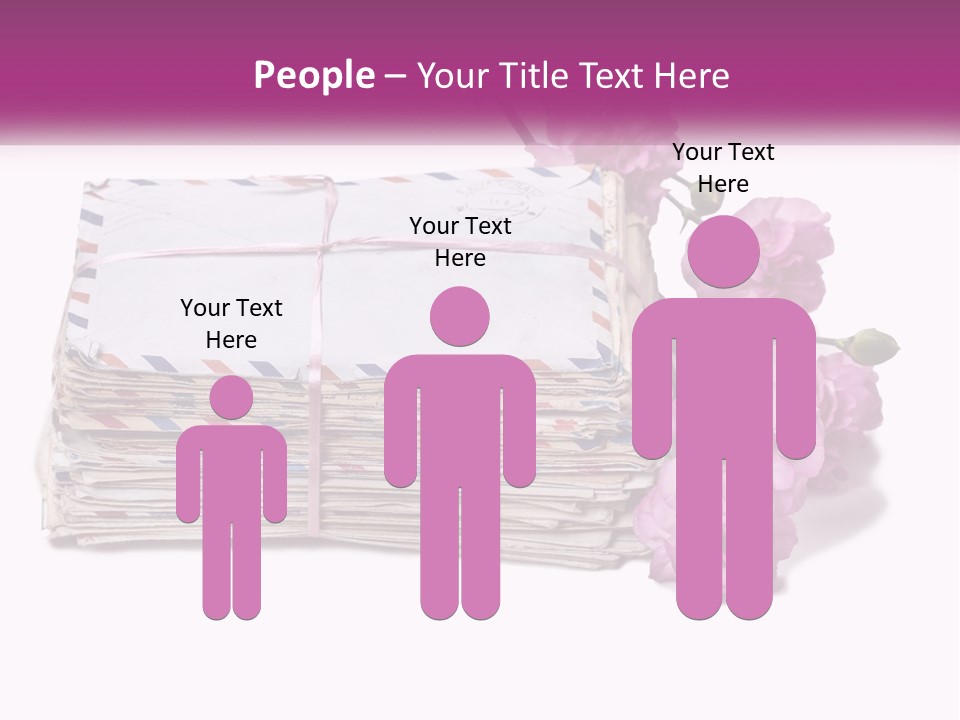 A Stack Of Envelopes With Pink Flowers On A White Background PowerPoint Template