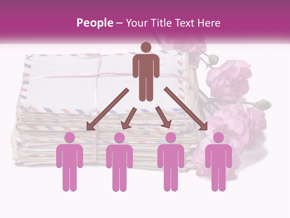 A Stack Of Envelopes With Pink Flowers On A White Background PowerPoint Template