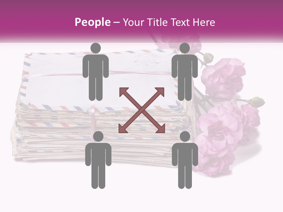 A Stack Of Envelopes With Pink Flowers On A White Background PowerPoint Template