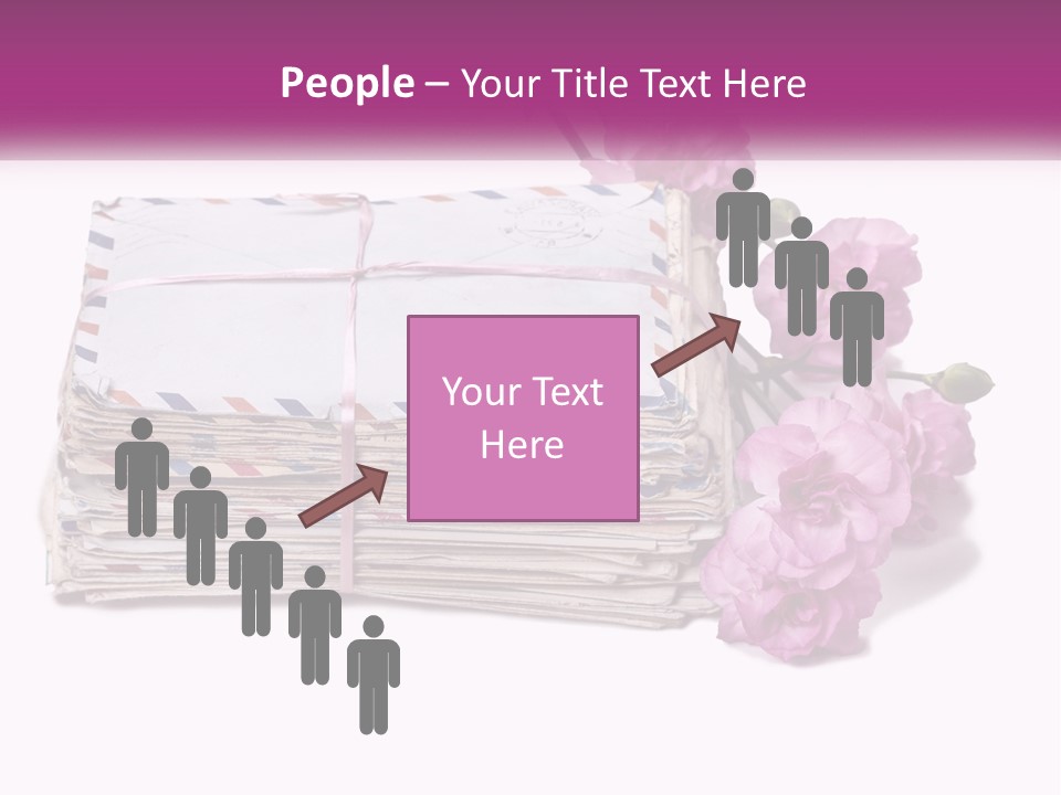 A Stack Of Envelopes With Pink Flowers On A White Background PowerPoint Template