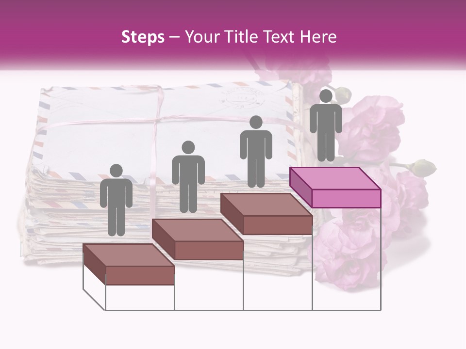 A Stack Of Envelopes With Pink Flowers On A White Background PowerPoint Template
