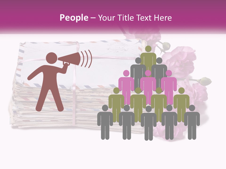 A Stack Of Envelopes With Pink Flowers On A White Background PowerPoint Template