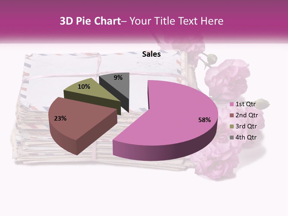 A Stack Of Envelopes With Pink Flowers On A White Background PowerPoint Template