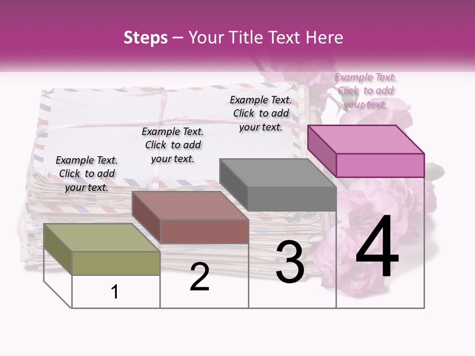 A Stack Of Envelopes With Pink Flowers On A White Background PowerPoint Template