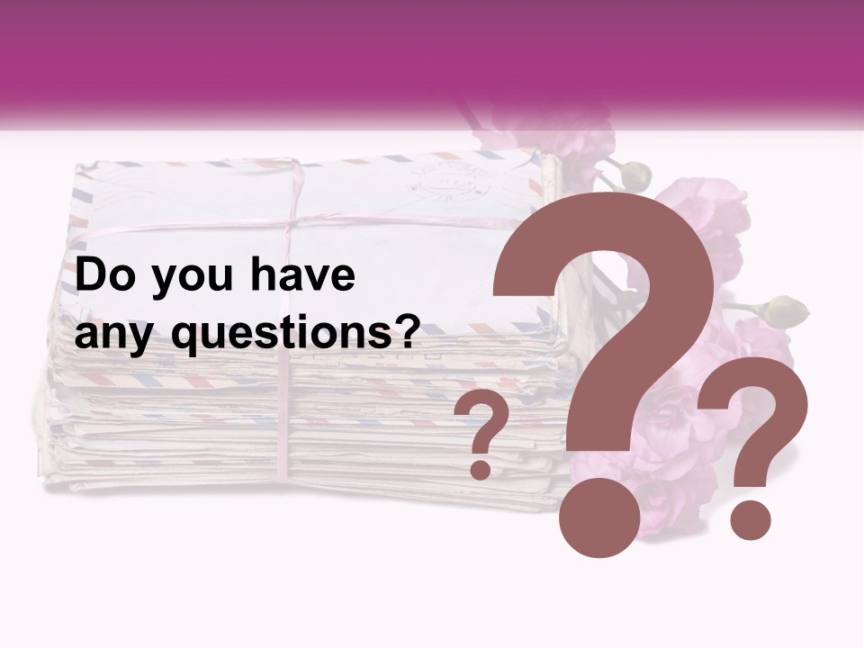 A Stack Of Envelopes With Pink Flowers On A White Background PowerPoint Template