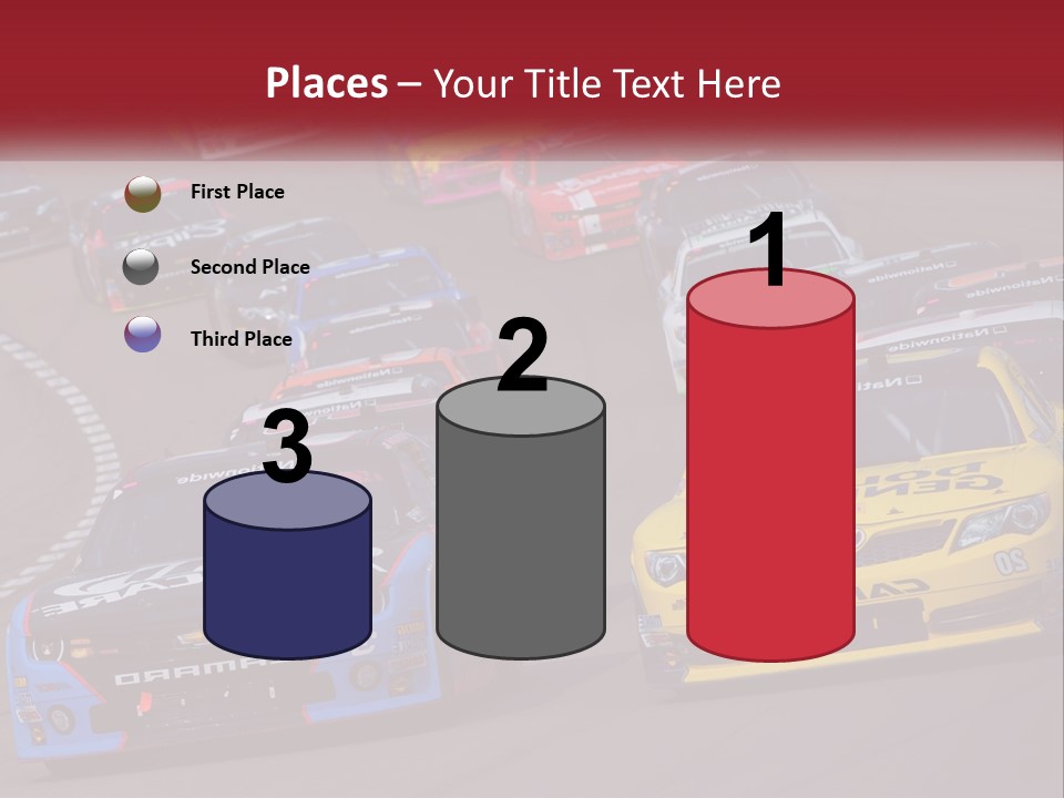 A Group Of Cars Driving Down A Race Track PowerPoint Template