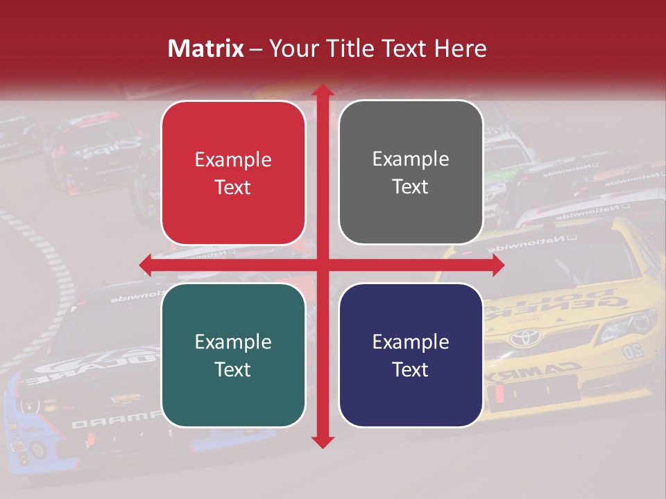 A Group Of Cars Driving Down A Race Track PowerPoint Template