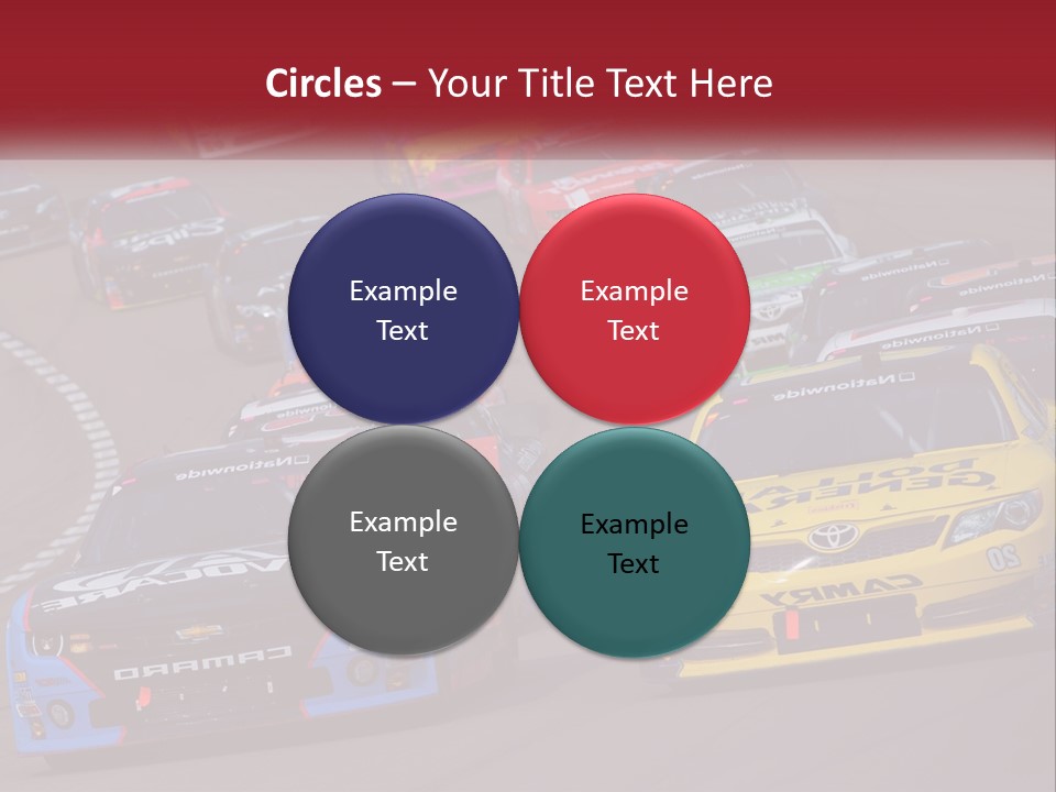 A Group Of Cars Driving Down A Race Track PowerPoint Template